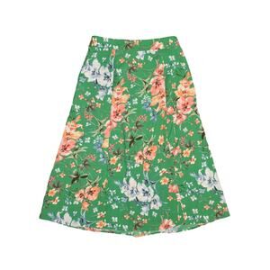 LOFT NEW $70 Woven Floral Fluid Midi Skirt in Green Size 2